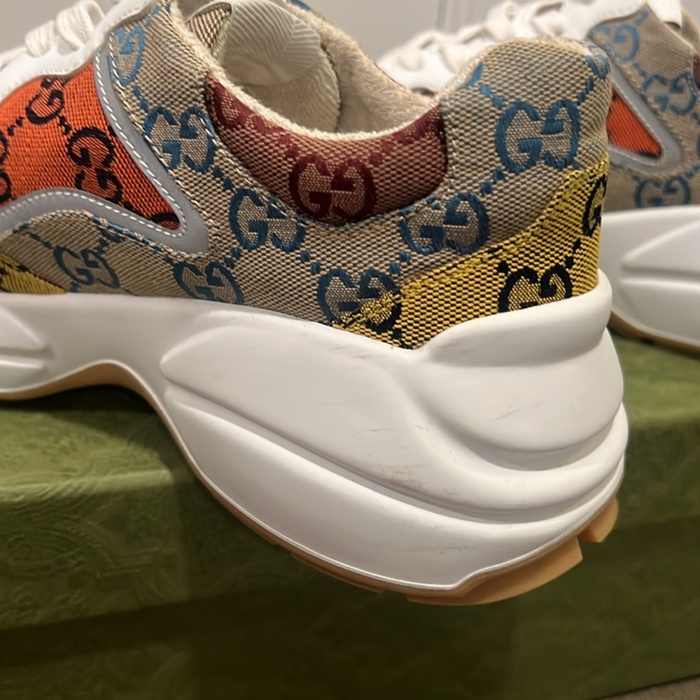🧡💛Gucci Rhyton GG Multicolor Sneaker Sz 38 - Picture 8 of 13
